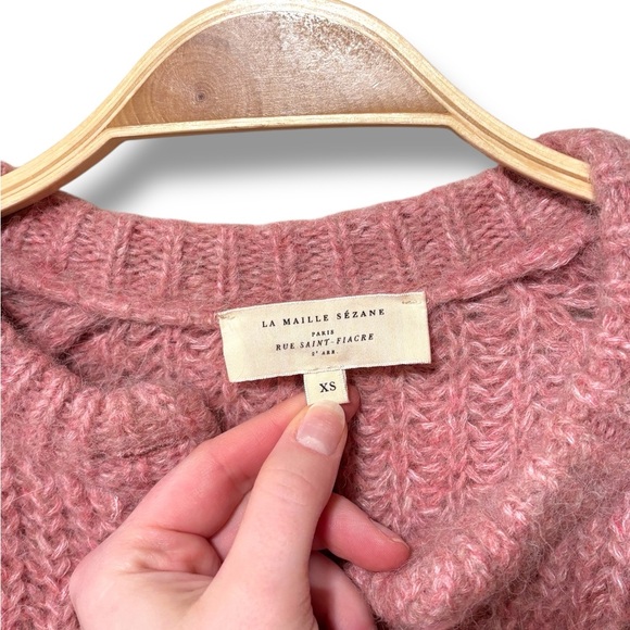 Sezane Emile Alpaca Wool Balloon Sleeve Cardigan in Molted Pink Size XS - Picture 8 of 11